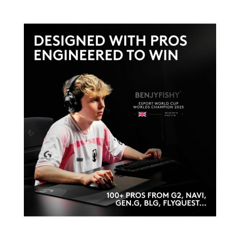 Гейминг мишка Logitech - Pro X2 Superstrike, оптична, безжична, бяла/черна